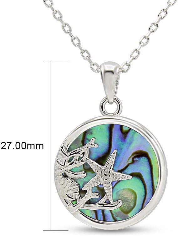 AFFY Abalone Shell Animal (Starfish, Dolphin, Seahorse, Frog, Dragonfly, Whale Tail, Turtle) 14K White Gold Over Sterling Silver Pendant Necklace Jewelry Gift For Her