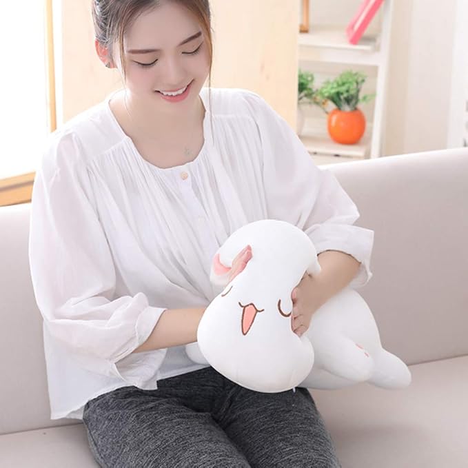 Cat Stuffed Animals, Soft Cat Plush Pillow Kawaii Kitten Stuffed Animal Toy Gifts for Kids (White Squint Eyes, 13.7")