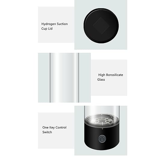 Hydrogen Water Bottle, USB Portable Hydrogen Water Bottle Generator, 3Min Quick Electrolysis, Water Ionizer Machine with Nasal Hose, for Daily Drink