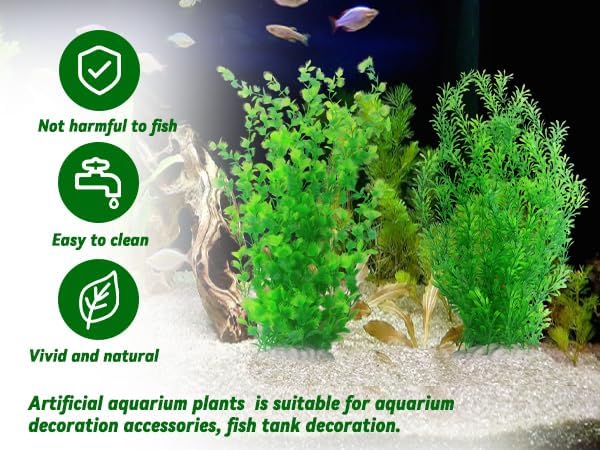 kathson 2PCS Extra Large Artificial Aquarium Plants,23 Inches Tall Fish Tank Decorations Plant Plastic Seaweed Decor Bendable Underwater Fish Tank Accessories Large Plants (Green)