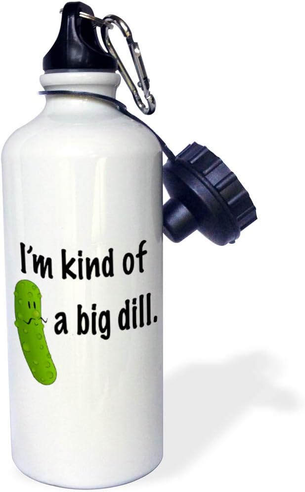 3dRose Im Kind of a Big Dill Sports Water Bottle, 21 oz, Multicolored