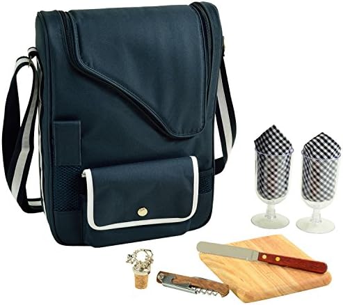 Illinois University Licensed Fighting Illini Deluxe Wine Carrier with Wine Glasses and Accessories for Two Assembled & Quality Approved in The USA