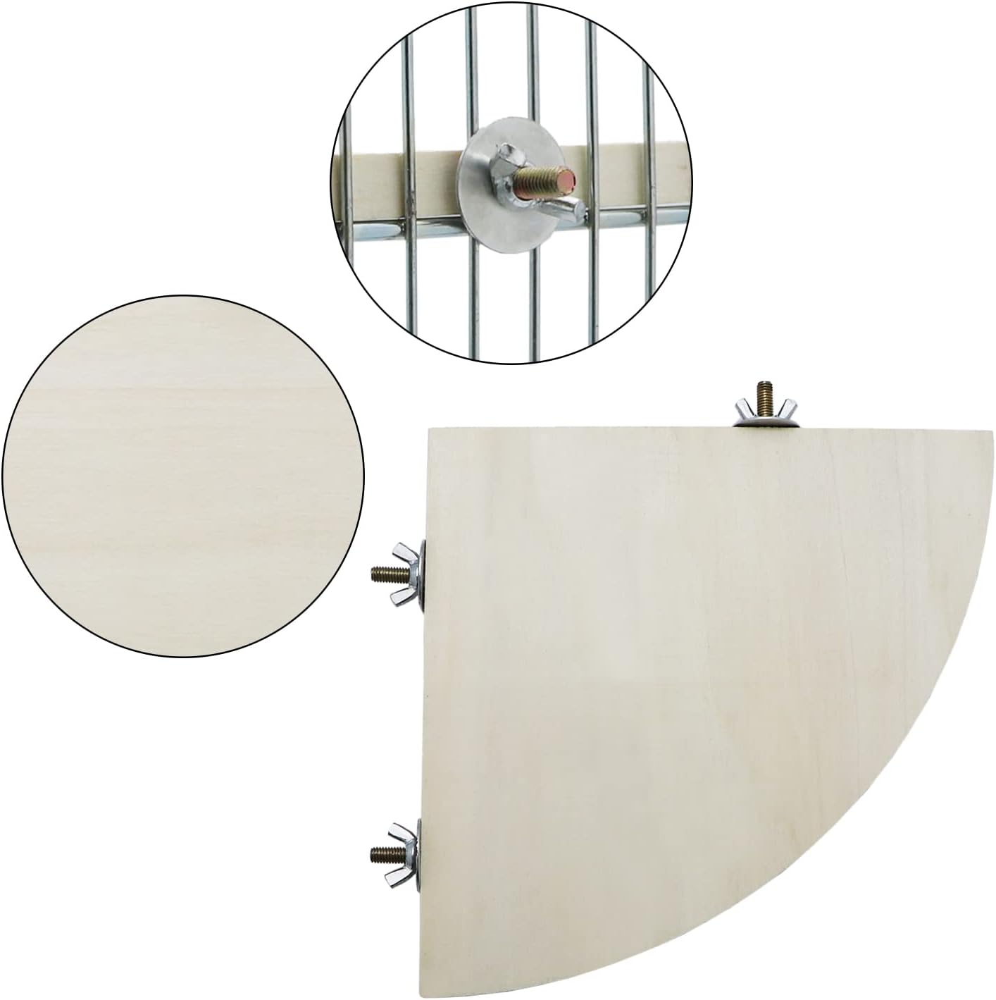 Litewoo Bird Parrot Corner Perch Flat Platform Stand, Easy to Install, Safe and Stable, Smooth Polishing Without Hurting Feet, Solid Hardwood Bird Cage Perches（XL）