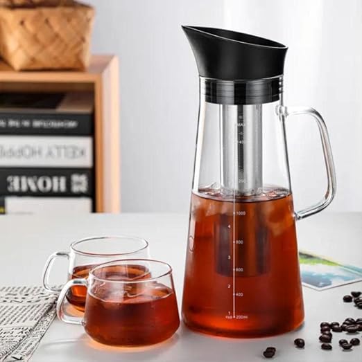 Alkaline Water Filter Pitcher with Infuser, Glass Pitcher with Lid 1.5L | 9.5 pH Alkaline Filters | Tea Pitcher | Borosilicate Glass | Infuser Pitcher (100g Filter)