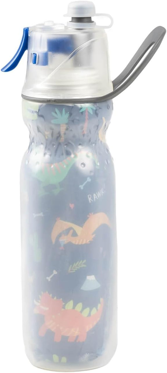 Misting Water Bottle 20 oz Dinosaur Sports Water Bottle for Kids School Gifts for Boys Girls Insulated Spray Mist and Sip Water Bottles