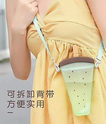 Ice Cream Kiwi Travel Cup with Straw Birthday Party Gift Picnic Ice Water Bottle Travel Mug with Strap (Ice Cream Kiwi, 320 ml)