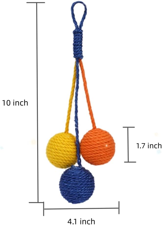 Cat Toy Sisal Ball Hanging Cat Toy Handmade Cat Rope Ball Chew Eco-Friendly Toy Pets Interactive Toy Cat Toys for Indoor Cats (Bule, 1pcs)