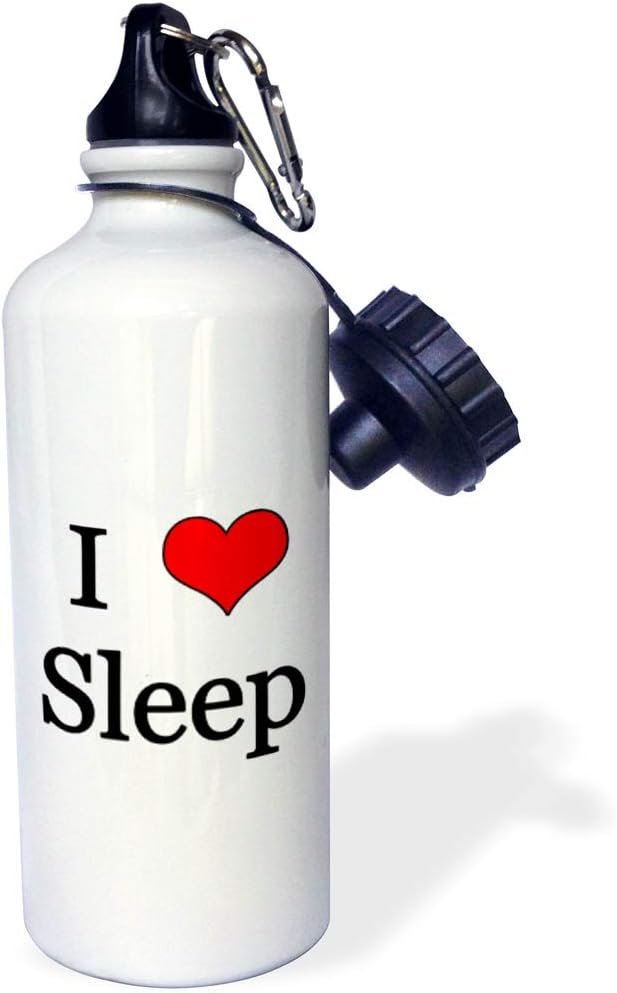 3dRose I love sleep Sports Water Bottle, 21 oz, Multicolor