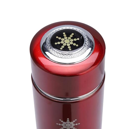 Alkaline Water Glass, Stainless Alkaline Water Bottle Portable Nano Balance Bio Energy Lonizer Cup Flask Portable Water Filter for Hiking, Camping(Red)