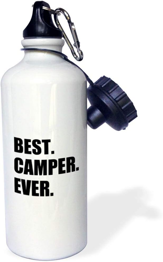 3dRose Best Camper Ever-Bold Text Fan Or Camp Hater Ironic Use Sports Water Bottle, 21Oz, Multicolored