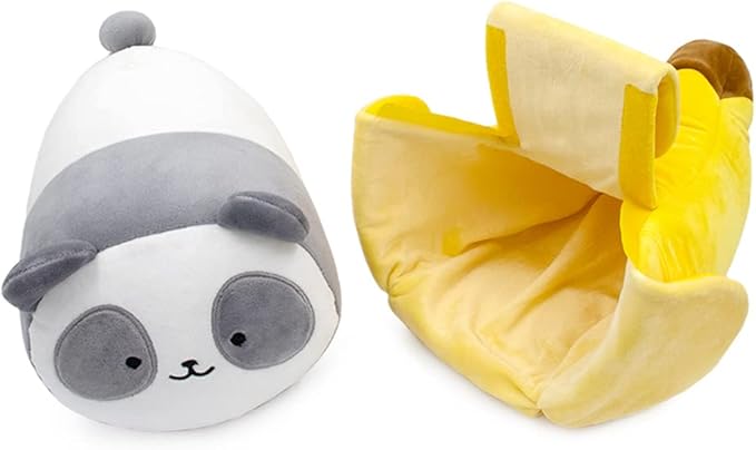 Anirollz Stuffed Animal Plush Toy - Official Roll Blanket Outfitz Doll |Soft, Squishy, Warm, Cute, Comfort, Safe| Banana Pillow with Panda Bear - Birthday Decorations Gift 12" Pandaroll