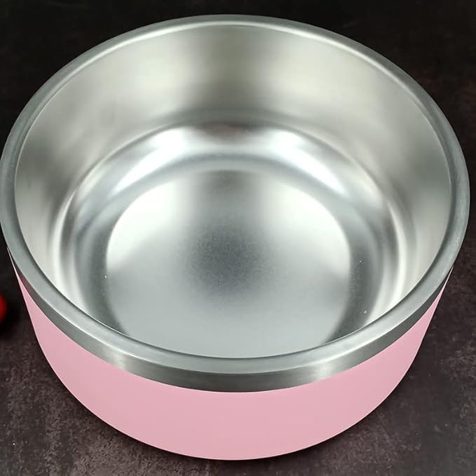 Dog Bowls, Dog Water Bowl Vacuum Insulated Stainless Steel Pet Bowl, Non-Slip, Spill-Proof, Easy to Clean, Stylish and Functional, 32 oz, Light Pink