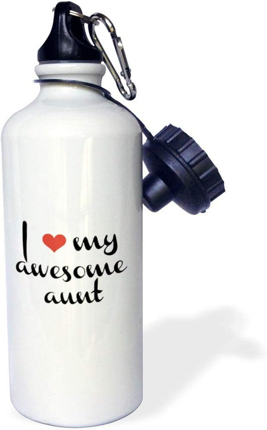 3dRose I Love My Awesome Aunt Sports Water Bottle, 21 oz, Multicolored