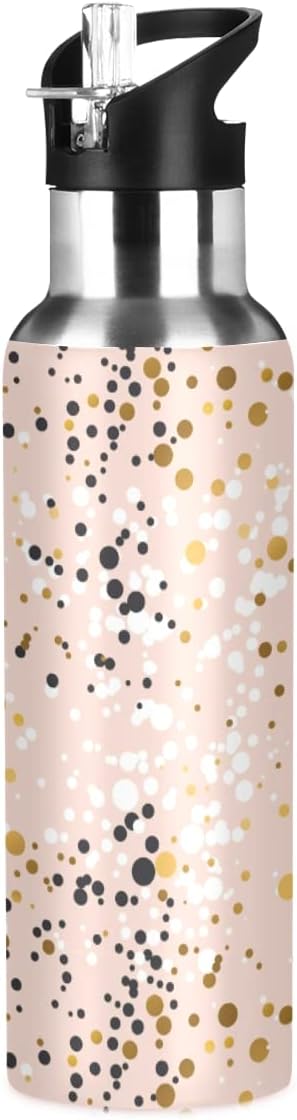 MNSRUU Insulated Water Bottle with Straw, Rainbow and Unicorns Stainless Steel Flasks for Sports Cycling Hiking School