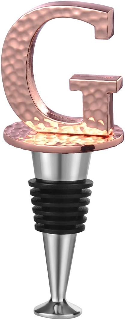 Miicol Wine Stopper, Prosecco Stopper, Wine Bottle Stopper, Personalised Champagne Stopper, Rose Gold Wine Accessories, Wine Lovers Gift, Monogram Gift, Letter G