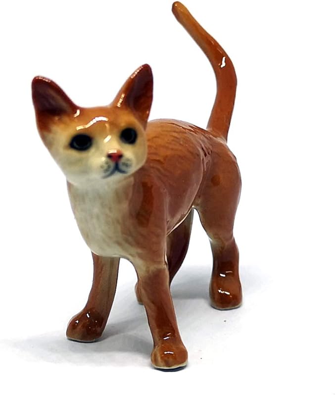 ZOOCRAFT Ceramic Burmese Cat Figurine Porcelain Handmade Miniatures Collectible Brown