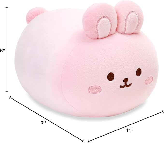 Anirollz Stuffed Animal Plush Toy – 10" Medium Plush Doll | Soft, Squishy, Cute, Comfort, Safe | Birthday Gift Pillow with Cute Character Pink Bunny Rabbit Bunniroll