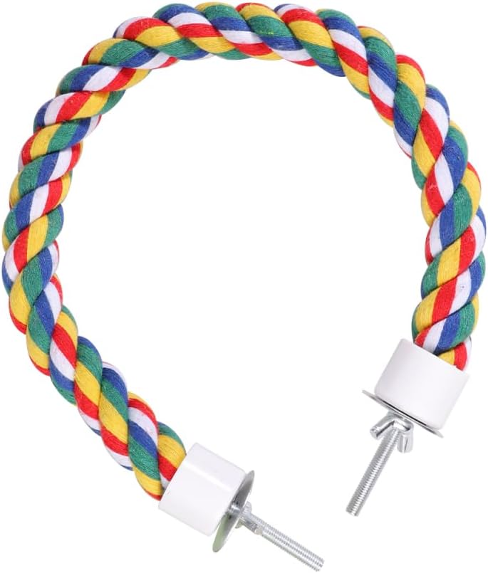 Bird Rope Perch, Colorful Parrot Cotton Rope Bird Perch Stand Climbing Toys Pet Parrot Chewing Toy for Parrots Cockatiels Parakeets Budgie Cages
