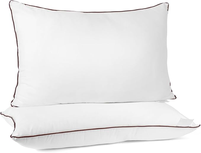 Luxury Comfort Bed Pillows - Hypoallergenic Polyester Microfiber Material - Premium Sleep Support for Side, Back, and Stomach Sleepers - Set of 2, King Size 34 x 19 inches, 48 cm x 86 cm