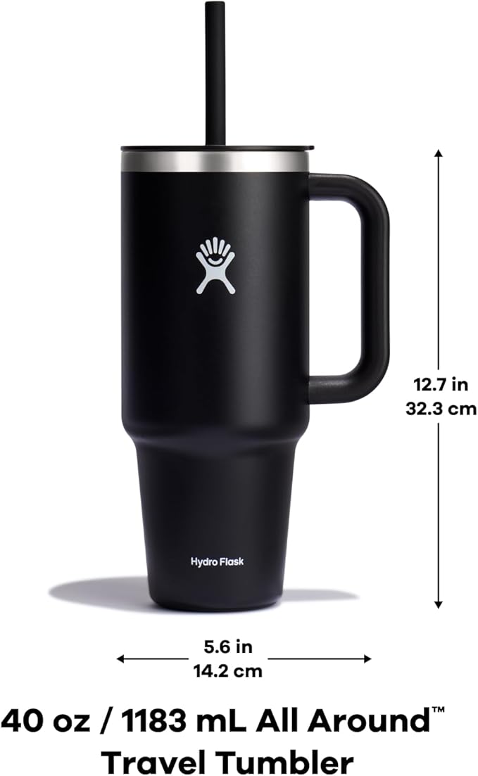 Hydro Flask Travel Tumbler Stainless Steel Vacuum Insulated Tumbler with Lid and Straw for Cold Water and Drinks for Sports, School, Work, Car, Travel, Weekends