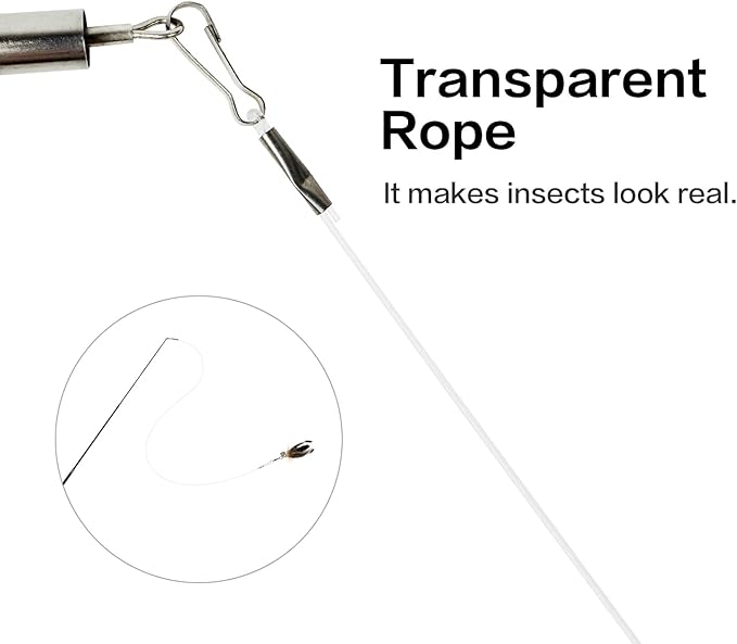 TTcat Cat Feather Wand Toys,Retractable Wand Toy with 3 Mini Insect Refills, Transparent Carbon Wire,Interactive Cat Toy Kitten Toy for Indoor Cats to Play Chase Exercis