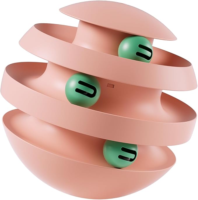 Roly-Poly Round Interactive Toy for cat,Wobbling Tumbler Toys with Bell Toy for Indoor Cats Pink Green