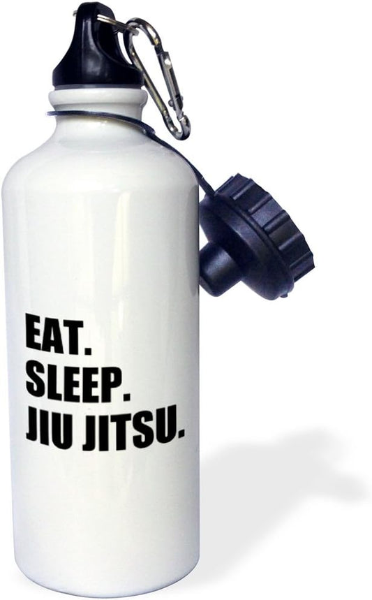 3dRose Eat Sleep Jiu Jitsu-Japanese Martial Art-Ju Jutsu Jujutsu Jujitsu Sports Water Bottle, 21 oz, Multicolor
