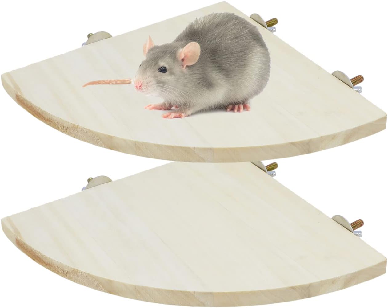 Wontee Bird Perch Stand 2 Pack Wooden Platform Corner Ledge for Budgies Cockatiels Conures African Greys Rats Gerbils Chinchillas Squirrels (L (7.9"x7.9")