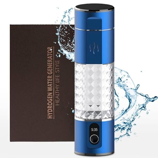 Hydrogen Rich Water Bottle, 5Min Quick Electrolysis，5000ppb Hydrogen Concentration, Rechargeable Portable Hydrogen Water Machine Generator for Home Office 290ML, ALH16B, Blue