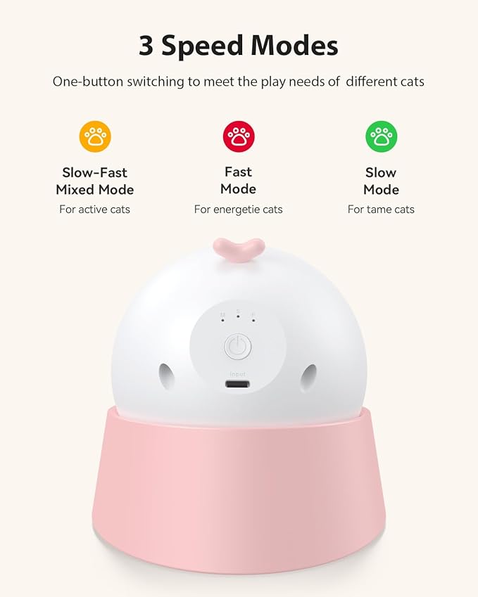 ROJECO Auto Laser Cat Toy - Random Motion Track, Magnetic 360° Base, Run Quiet,Rechargeable with 1000mAh Battery, Auto Sleep & 3 Speed Modes, Safe for Cats,Interactive Cat Toys for Bored Indoor,Pink