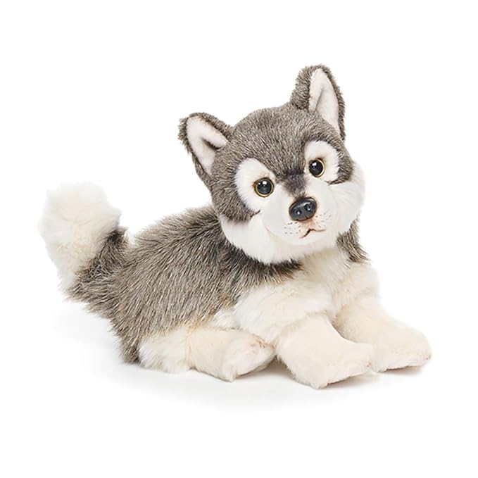 Small Wolf Friend Wispy Charcoal Children's Plush Stuffed Animal Toy