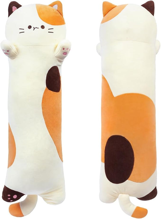 Long Plush Toy Cat Pillow Cute Plush Cat Toy Doll Stuffed Animal Cat Hugging Pillow for Sleeping Gift for Kids and Girls(Beige, 90cm/35.4in)