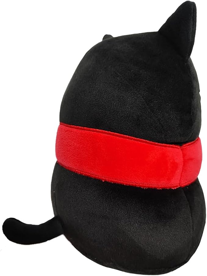 Black Cat with Scarf Stuffed Animal Plush Toy Creative Cat Shape Soft Pillow Toys Gifts Cute Dolls for Girlfriend Kids Baby Girls, 22cm/8.6in