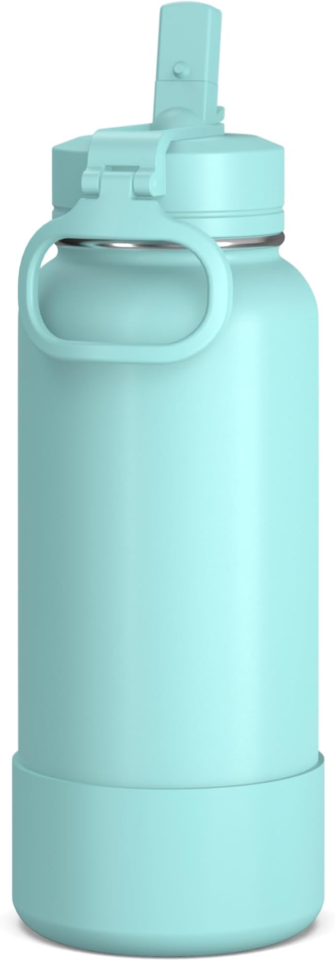 Hydrapeak 32oz Sport Insulated Water Bottle with Straw or Chug Lid, Leak & Spill Proof, Keeps Drinks Cold for 24 Hours, Hot for 12 Hours, Premium Stainless Steel Water Bottles (32oz, Aqua)