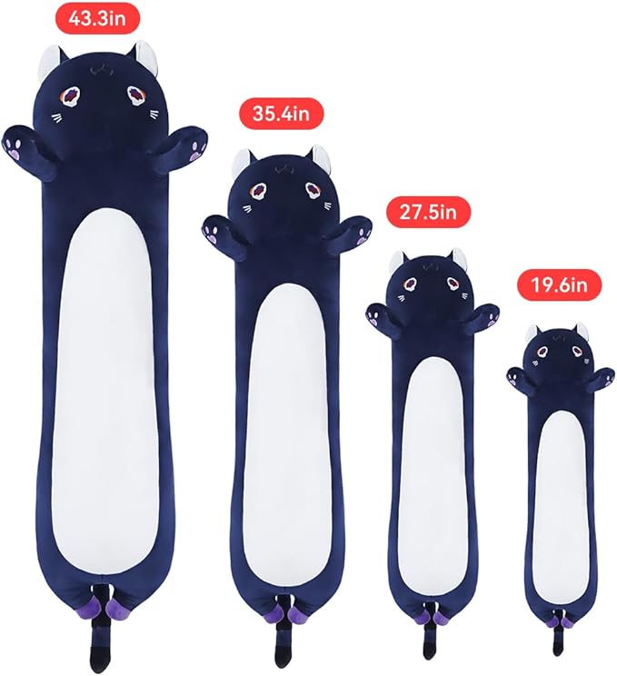 Cat Plush Body Pillow, Cute Cat Long Stuffed Animals Soft Cat Plushies, Purple Kitten Plush Toys for Kids Girlfriend(70cm/27.5inch)