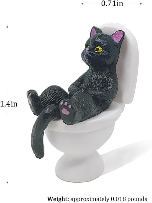 Cat on Toilet 5 Pcs Cat Figure Miniature Cake Topper Mini Cat Figurines Kitty Figures for Crafts,Easter Eggs,Desk Decoration,Succulent Plant Pot Decoration and Birthday Gift