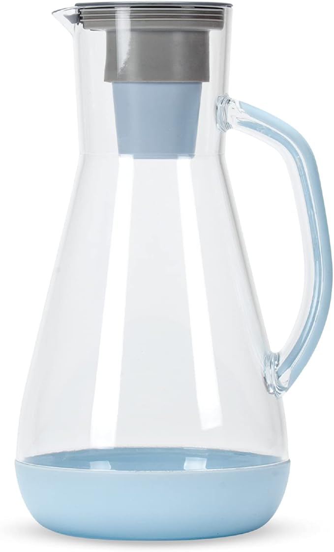 Hydros 64 Ounce Water Filter Pitcher with Patented Fast Flo Tech, 60 Second Quick Fill-Up and BPA-Free Recyclable Filter, Eight Cup Capacity, Blue