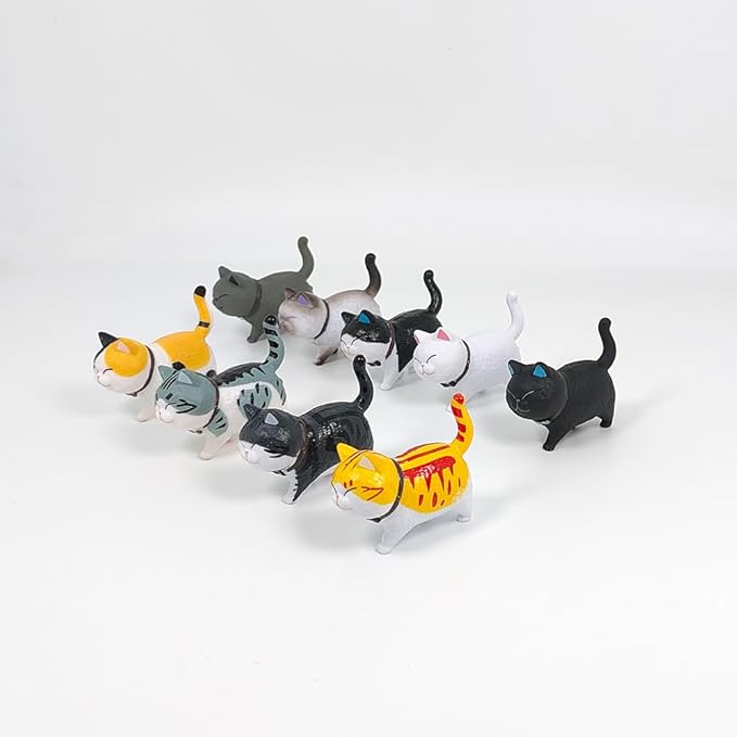 Cat with Balls Figure Miniature Mini Cat Kitty with Balls Figures Set for Dollhouse,Fairy Garden,Cake Topper,Easter Eggs,Desk Decoration,Succulent Plant Pot Decoration,Birthday Gift - 9 pcs