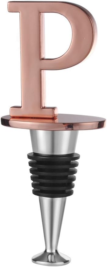 Miicol Wine Stopper, Prosecco Stopper, Wine Bottle Stopper, Personalised Champagne Stopper, Rose Gold Wine Accessories, Wine Lovers Gift, Monogram Gift, Letter P