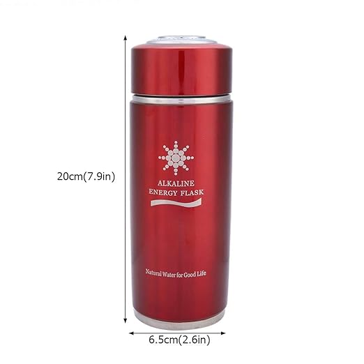 Alkaline Water Glass, Stainless Alkaline Water Bottle Portable Nano Balance Bio Energy Lonizer Cup Flask Portable Water Filter for Hiking, Camping(Red)