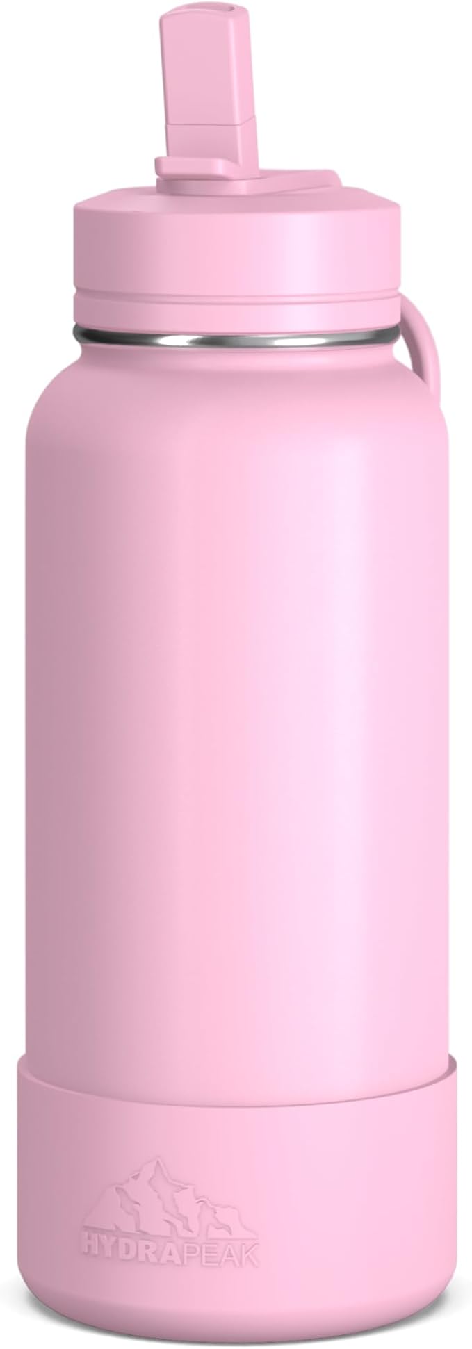 Hydrapeak 32oz Sport Insulated Water Bottle with Straw or Chug Lid, Leak & Spill Proof, Keeps Drinks Cold for 24 Hours, Hot for 12 Hours, Premium Stainless Steel Water Bottles (32oz, Pink)