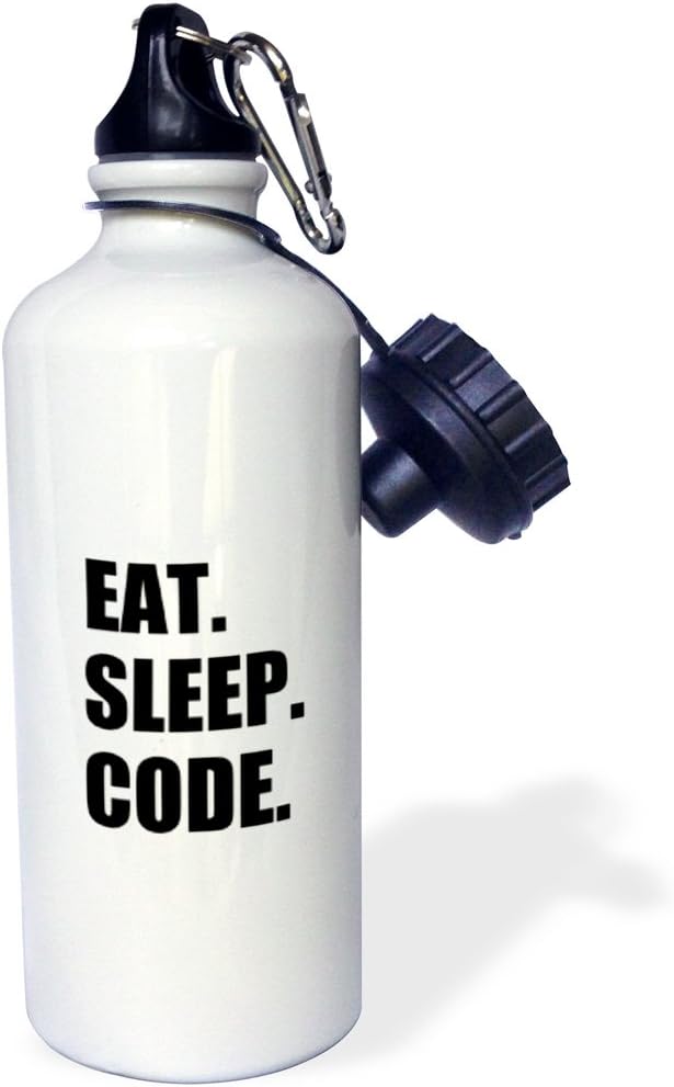 3dRose Eat Sleep computer coder Programmer love to program Coding Sports Water Bottle, 21 oz, Multicolor