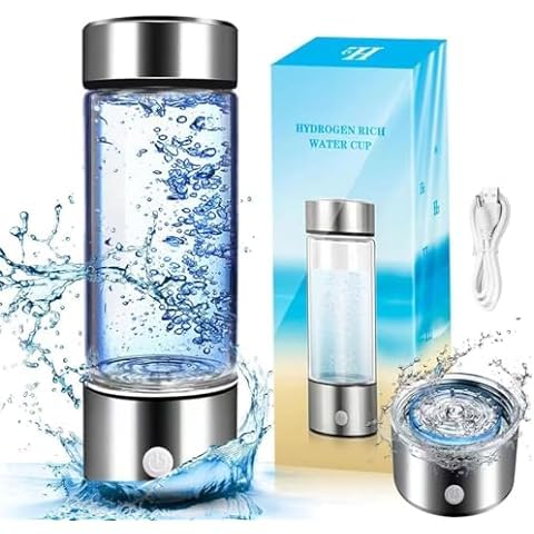 Hydrogen Water Bottle, 2024 New Portable Hydrogen Water Ionizer Machine, Hydrogen Water Generator, Hydrogen Rich Water Glass Health Cup for Home Office Travel (Grey)