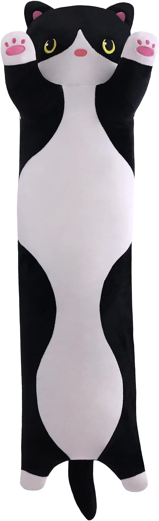 Cat Stuffed Animal Soft Plush Pillow Cute Cat Body Pillow, Long Stuffed Cat Plush Cat Stuffed Animal Toy Kitten Long Throw Pillow Gift for Kids Girlfriend(70CM,Black)