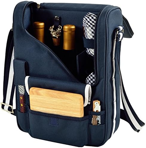 Illinois University Licensed Fighting Illini Deluxe Wine Carrier with Wine Glasses and Accessories for Two Assembled & Quality Approved in The USA