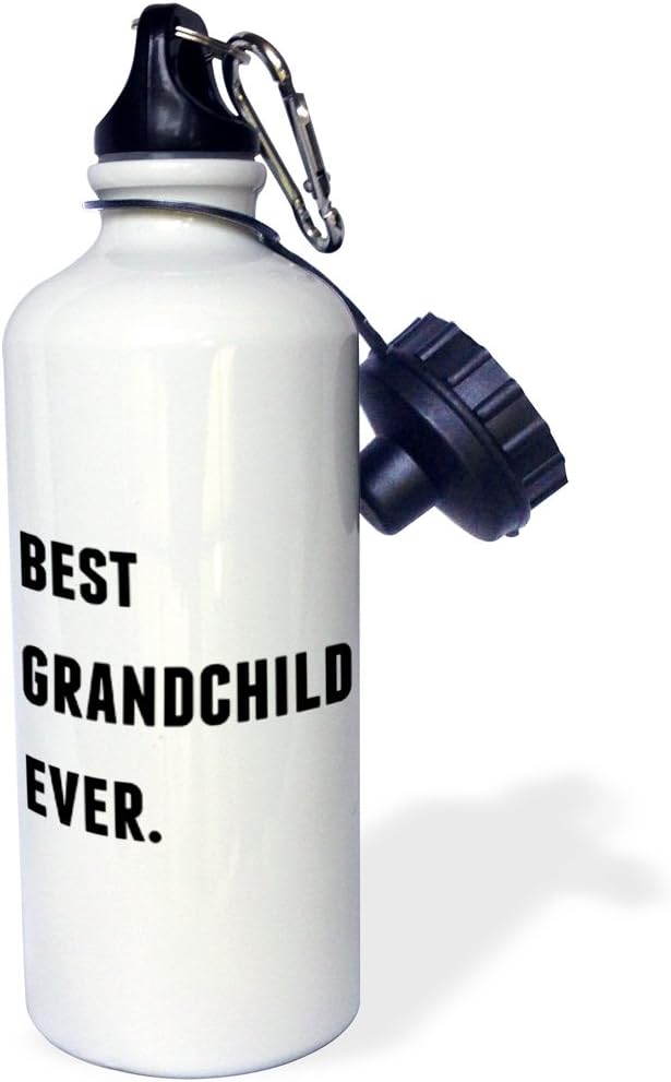 3dRose Best Grandchild Ever, Black Letters On A White Background-Sports Water Bottle, 21oz , 21 oz, Multicolor