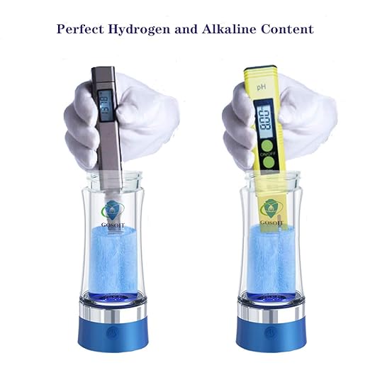 Hydrogen Alkaline Water Bottle Hydrogen Water Generator Ionizer Hydrogen Water Maker Machine with SPE and PEM Technology US Membrane Make Hydrogen Content up to 800-1200 PPB (blue)