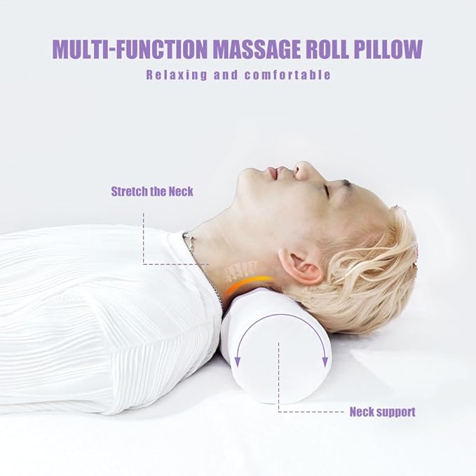 Menlo Park Cervical Neck Roll Memory Foam Pillow, Bolster Pillow, Round Neck Support Pillows for Sleeping,Comfy Cylinder Neck Roll Pillow for Pain Relief with Breathable Cooling Cover,17" L x 4" W