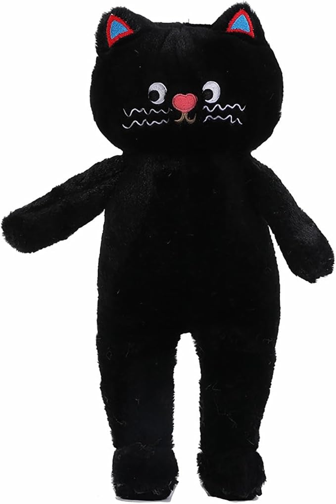 Cuddly Cat Plush Toy - Soft Huggable Stuffed Animal Pillow for Boys, Girls, Kids, and Girlfriends - Ideal Valentine’s Day Gift (Black, 15 inch)