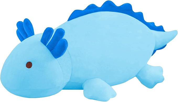 SQEQE Weighted Axolotl Plush Toy, Blue Axolotl Stuffed Animals Cute Plush Pillow, Kawaii Weighted Stuffed Animals Gifts for Girls & Boys Blue 23.6 Inch, 3.1 Lbs